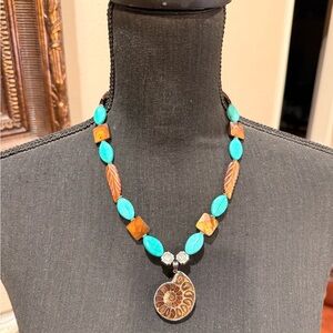 Turquoise and Brown Beaded Necklace